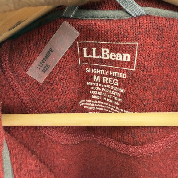 LL Bean Size M Pullover  Slightly Fitted Heather Red 1/4 Snap Fleece Men… - Picture 6 of 10